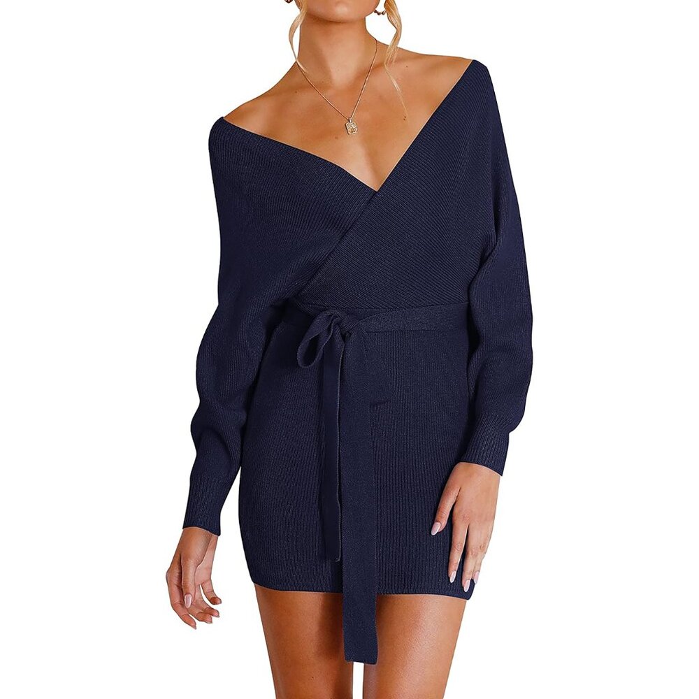 NWT Navy Knit Dress with Belt XL